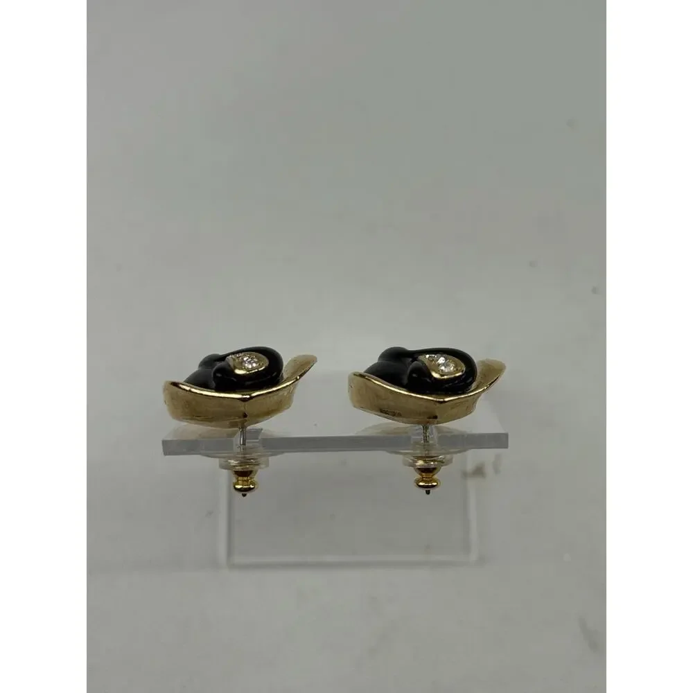 KJL Kenneth Jay Lane for Avon Black Tulip Flower Pierced Earrings Vintage - Picture 8 of 10